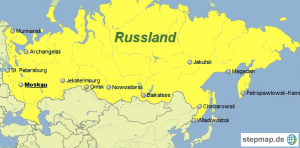 Russland Landkarte mit einer Übersicht der größten Städte